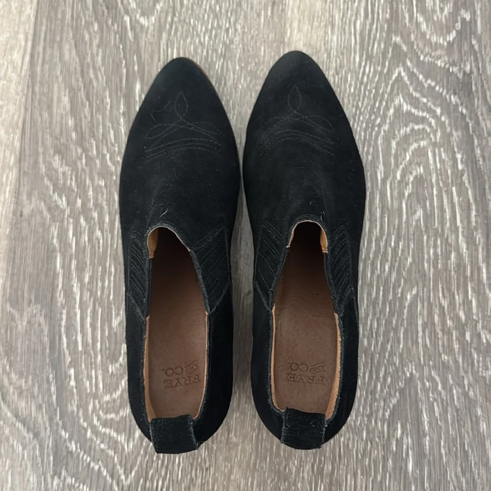 Frye And Co Suede Black Western Rubie Booties Boots Size 7 Rodeo Boho Ankle - Picture 2 of 9